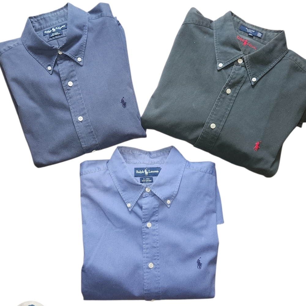 Ralph Lauren Men's Shirts - Blue, Navy Blue and Green